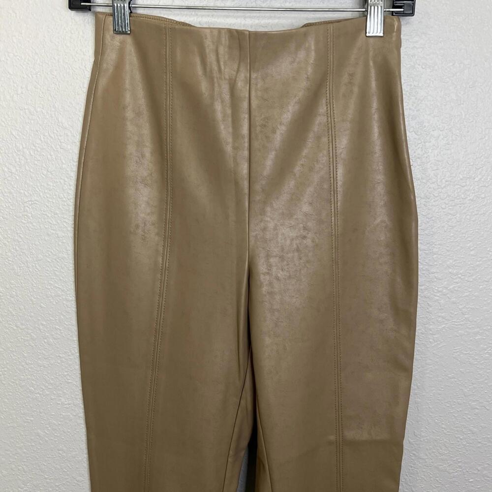 Aritzia Babaton Leather Slim Pant Tan Size 4 - Picture 2 of 11